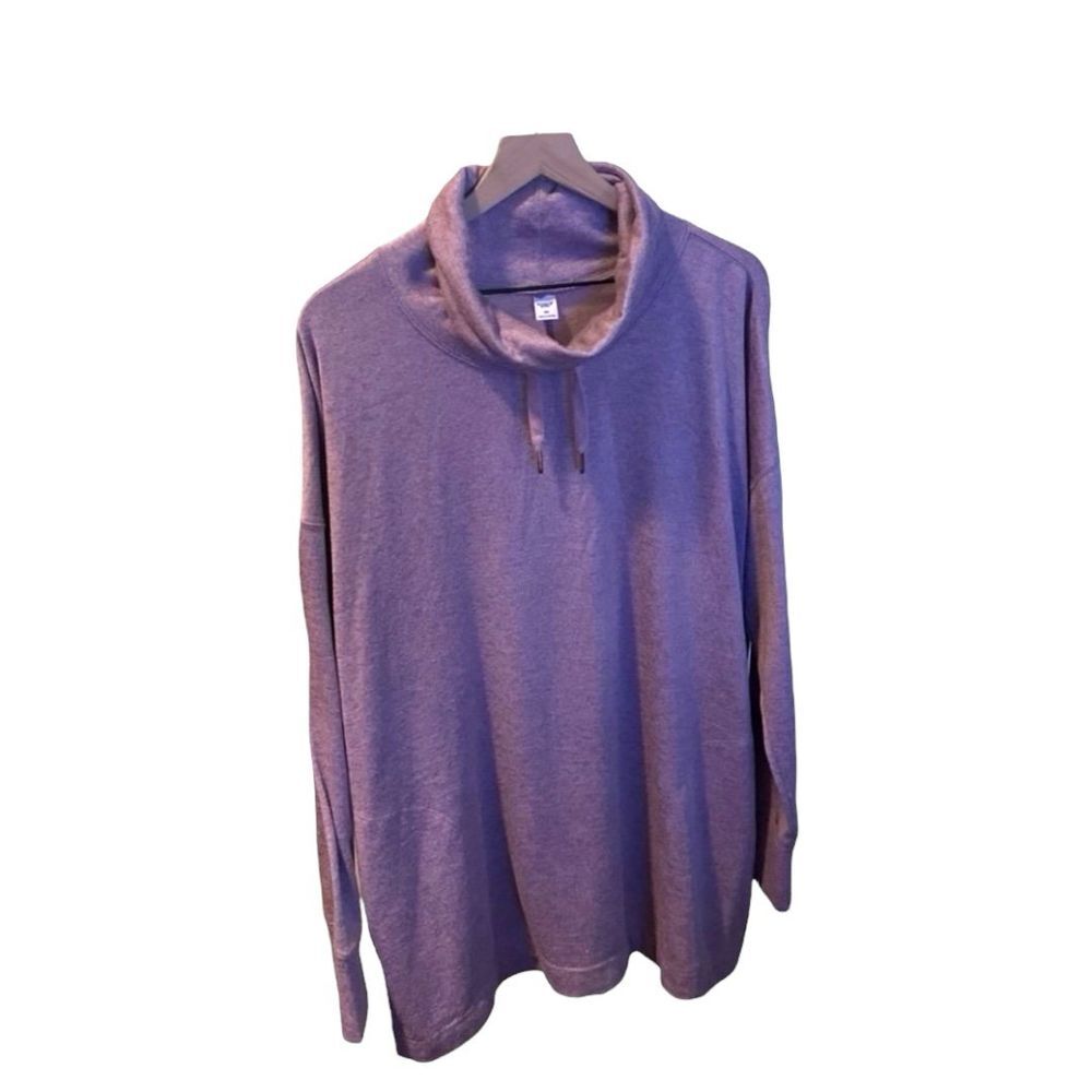 Old Navy Funnel Neck Tunic Top Long‎ Sleeve Drawstring Heathered XXL